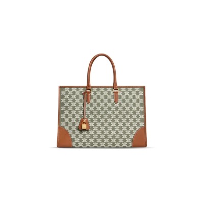 CELINE TOTE IN CABAS CANVAS AND CALFSKIN 197002CS8.15KH (43*31*15cm)